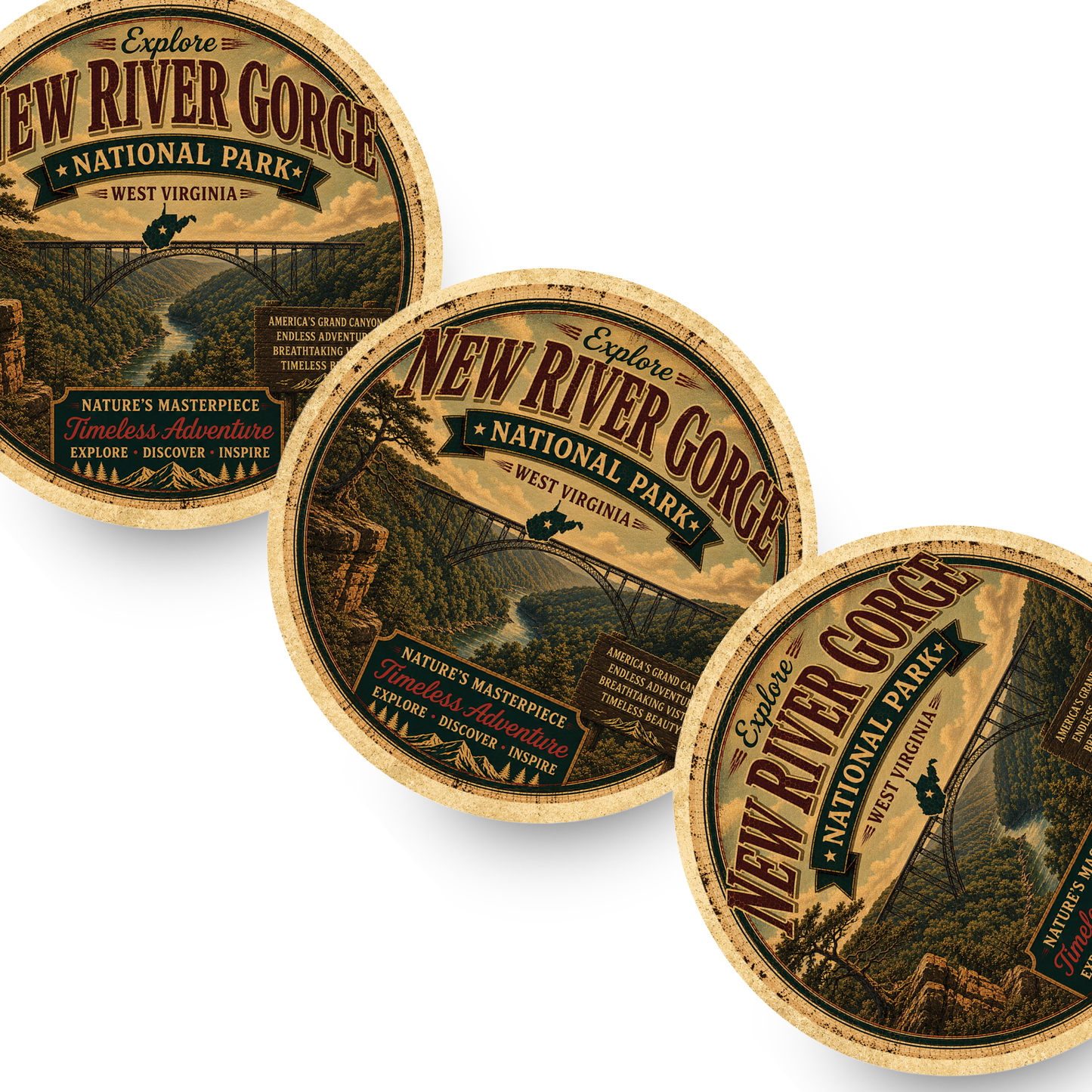 New River Gorge National Park Ceramic Coaster – 4" Round
