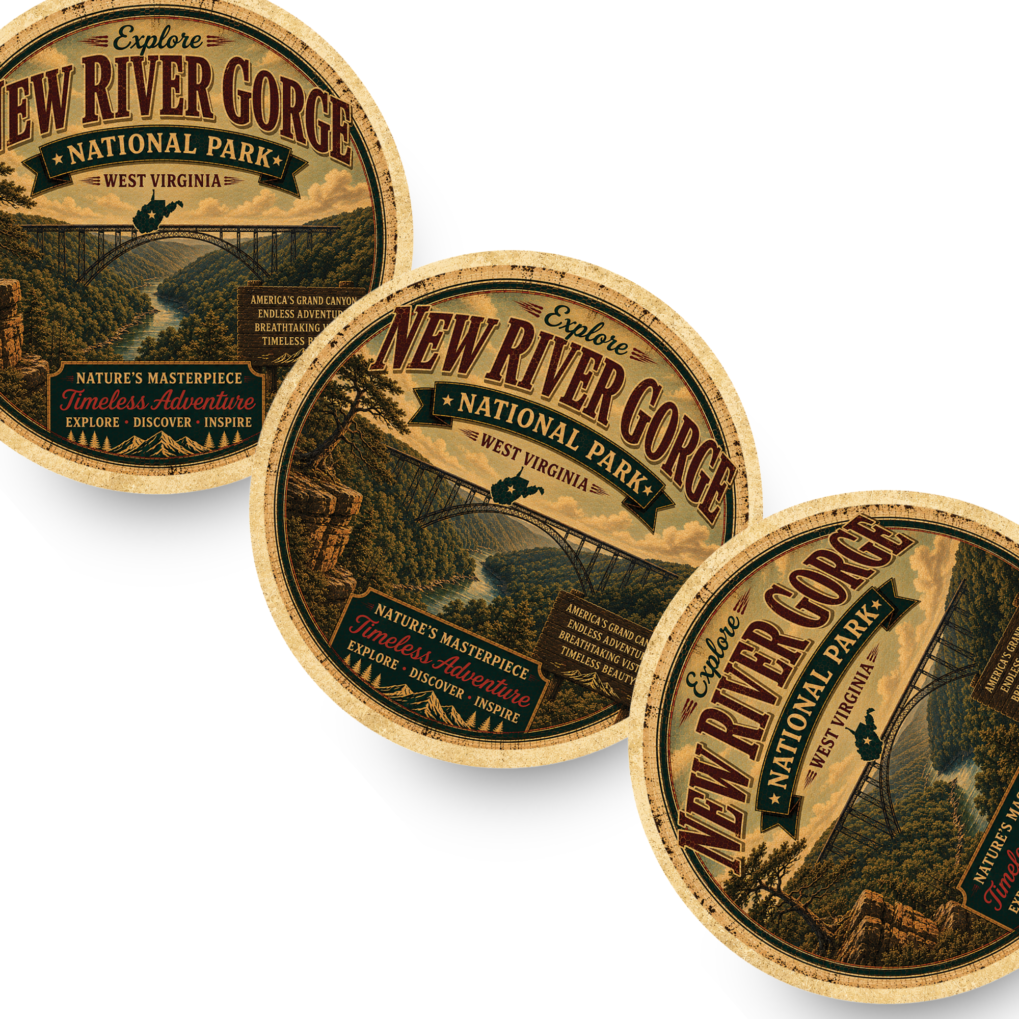New River Gorge National Park Ceramic Coaster – 4" Round