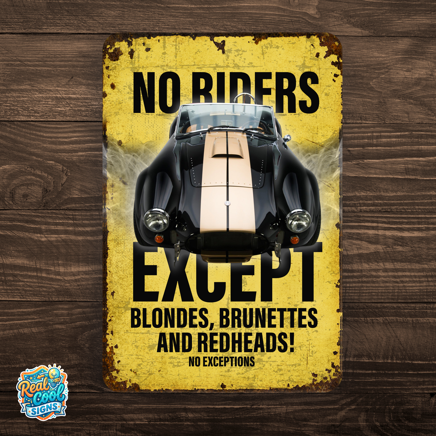 No Riders Except Blondes Brunettes Redheads Car Sign