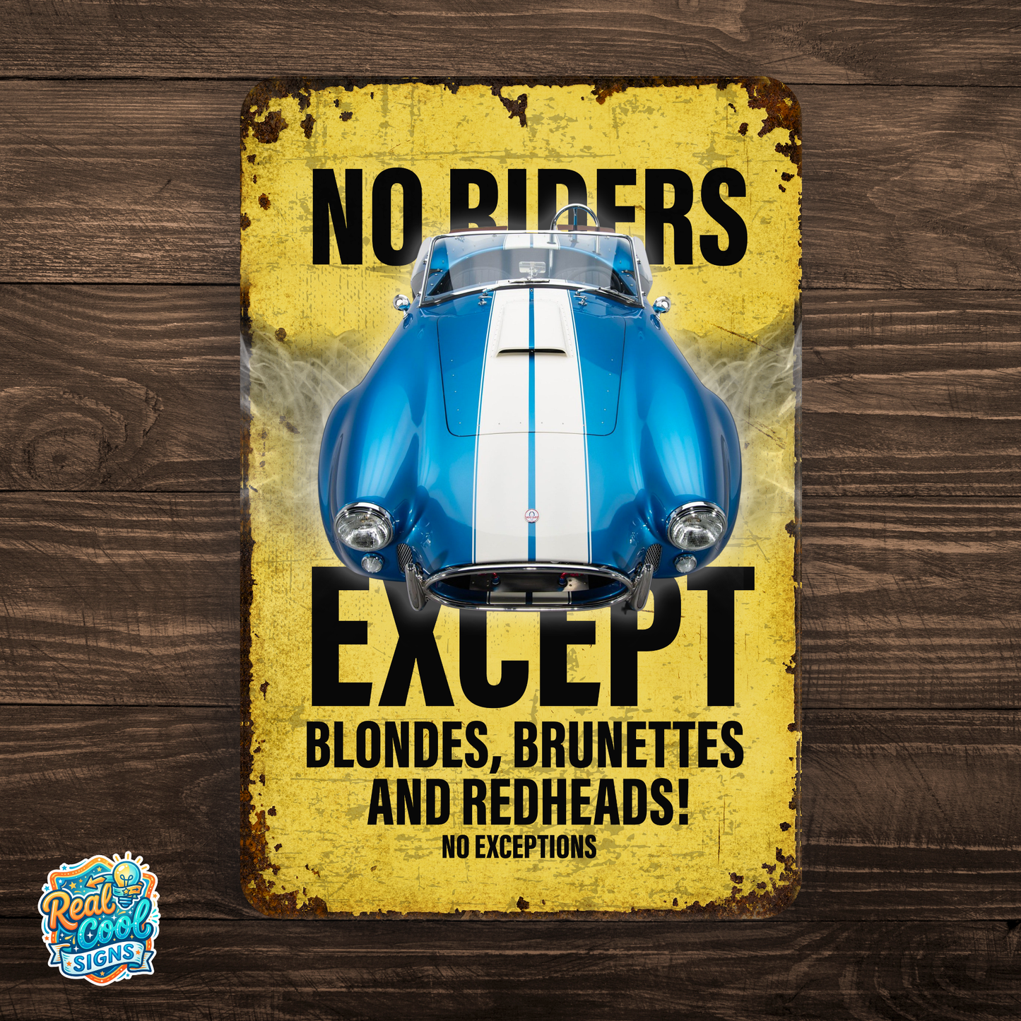 No Riders Except Blondes Brunettes Redheads Car Sign