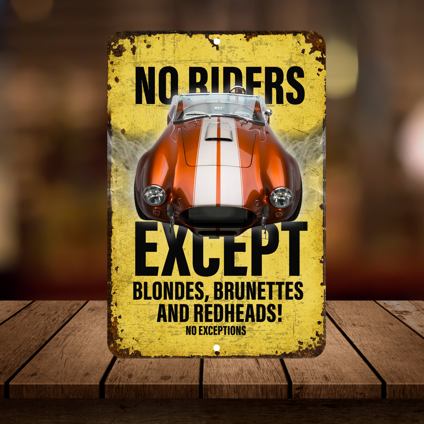 No Riders Except Blondes Brunettes Redheads Car Sign