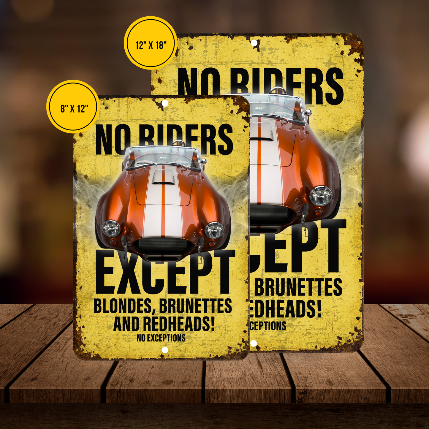 No Riders Except Blondes Brunettes Redheads Car Sign