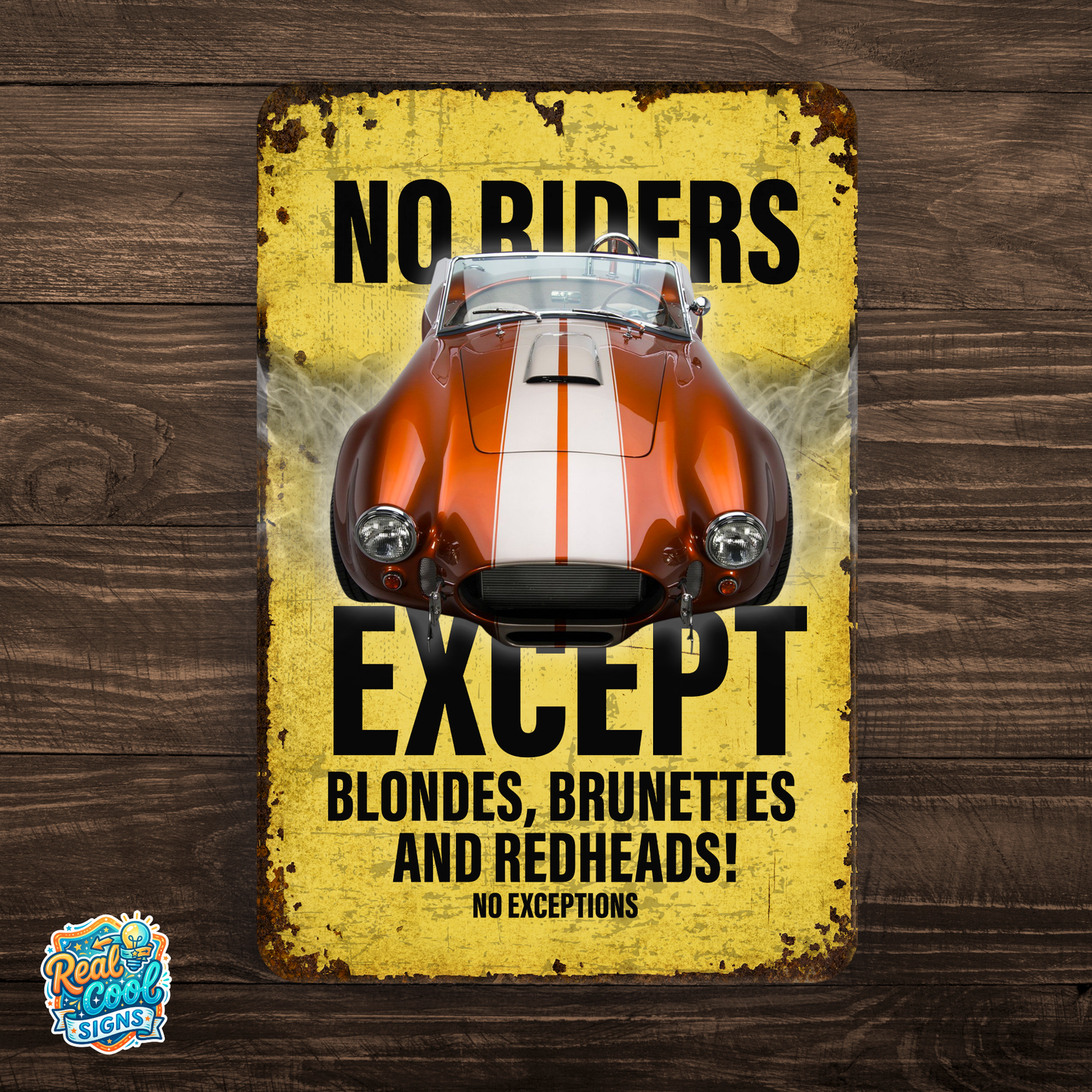 No Riders Except Blondes Brunettes Redheads Car Sign