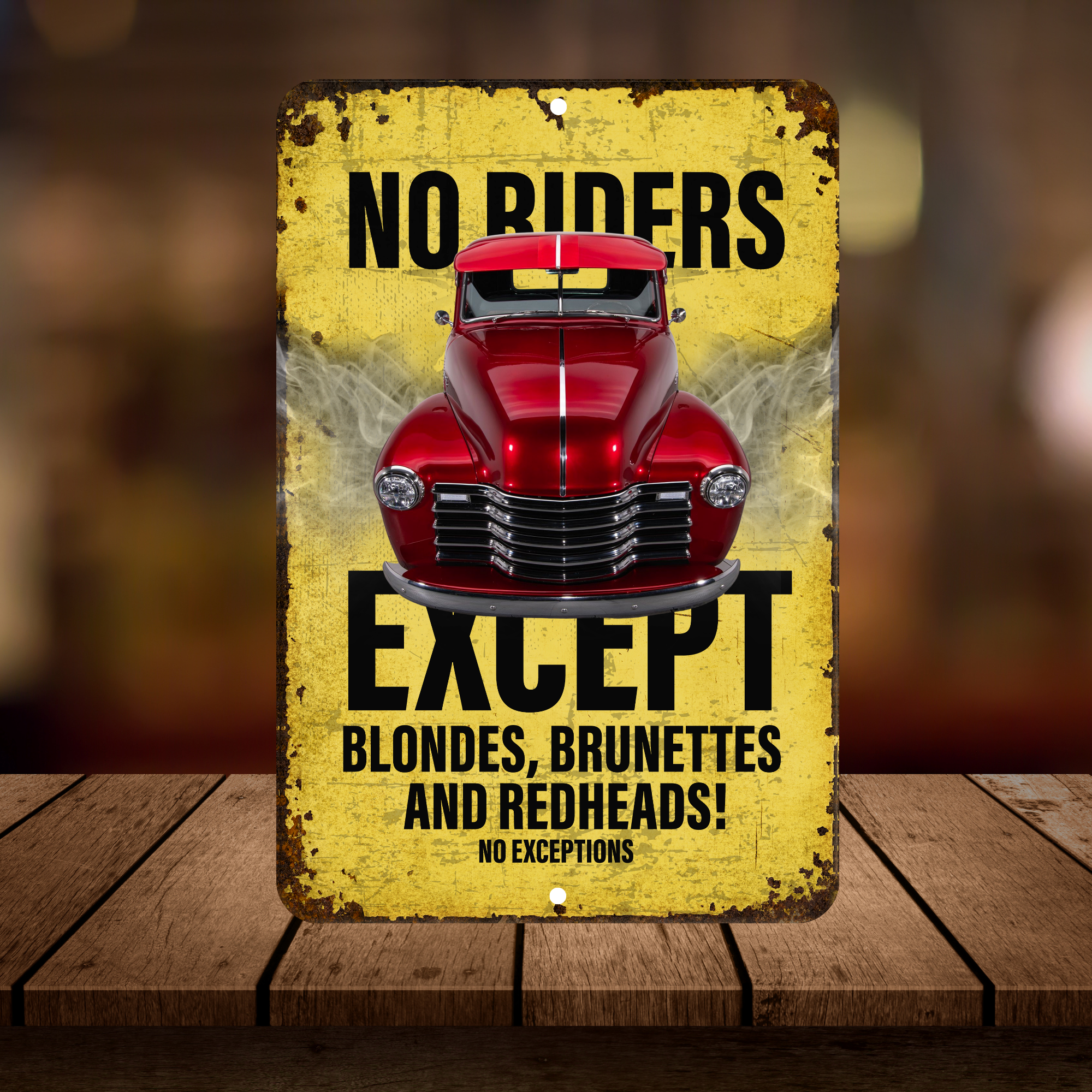 No Riders Except Blondes Brunettes Redheads Car Sign