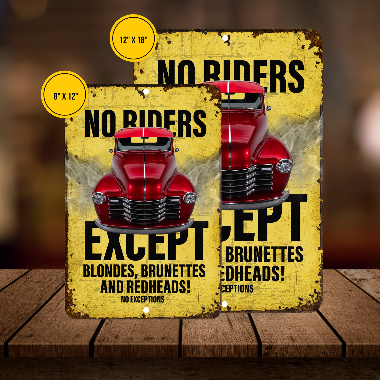 No Riders Except Blondes Brunettes Redheads Car Sign