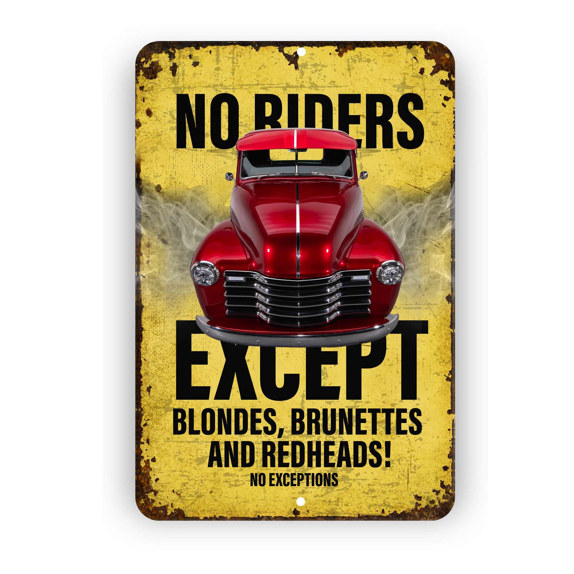 No Riders Except Blondes Brunettes Redheads Car Sign