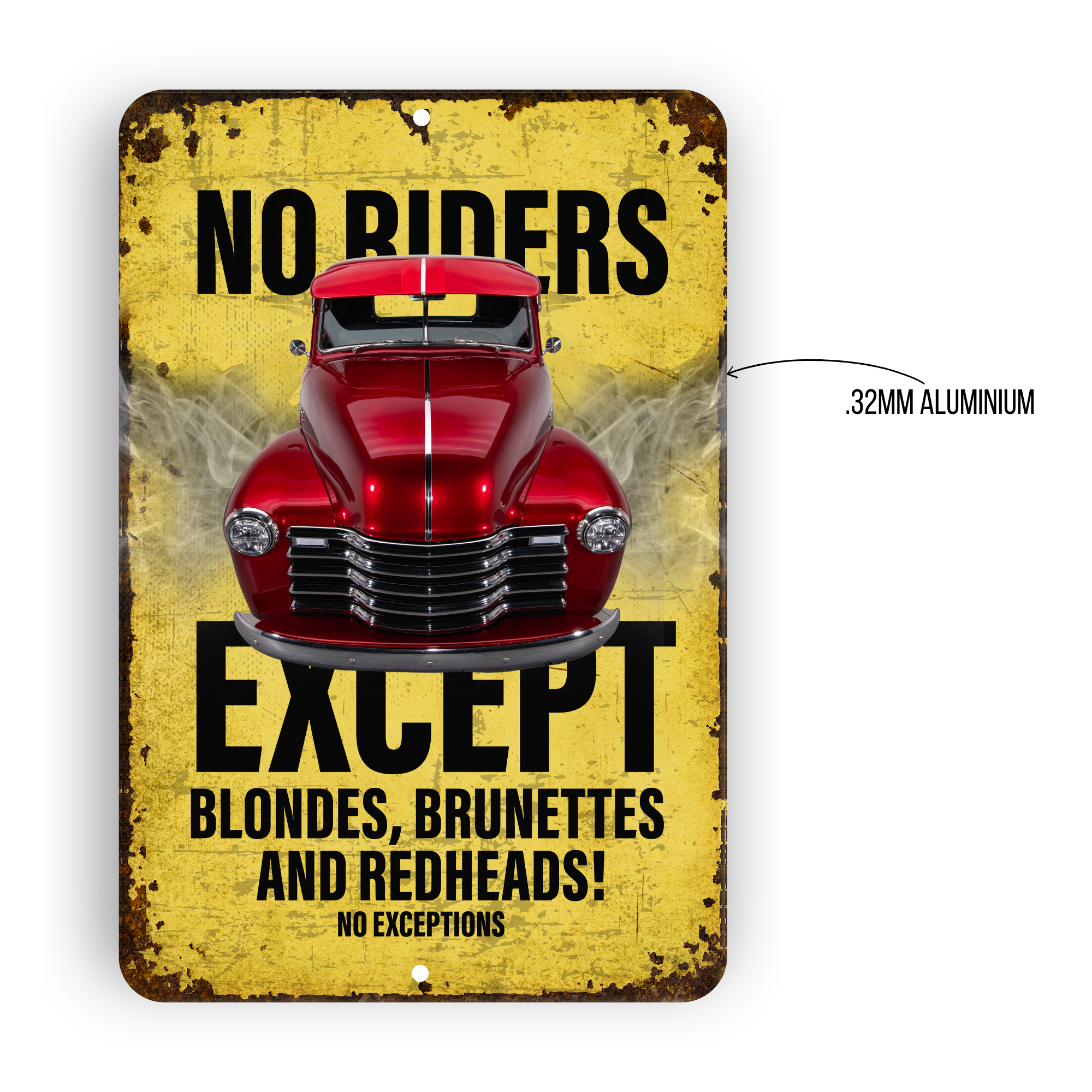 No Riders Except Blondes Brunettes Redheads Car Sign