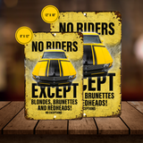 No Riders Except Blondes Brunettes Redheads Car Sign