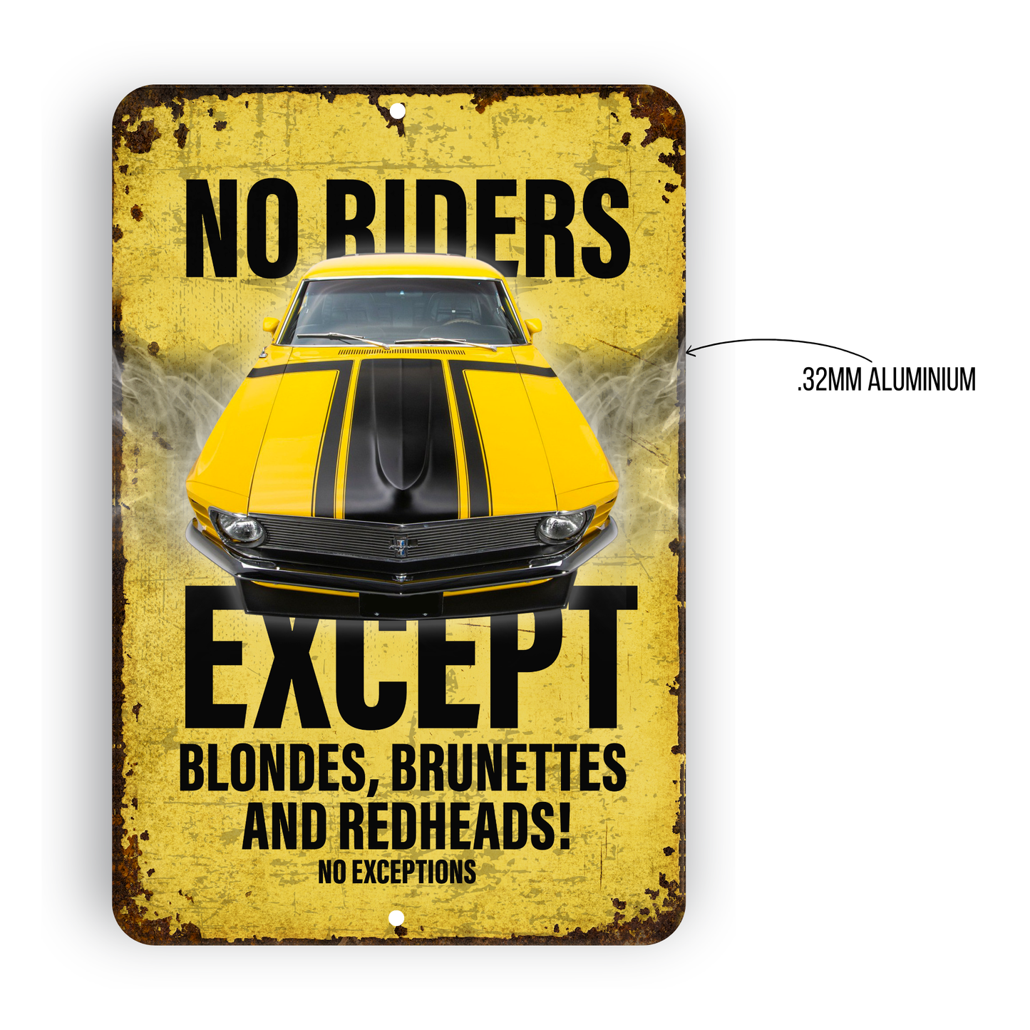No Riders Except Blondes Brunettes Redheads Car Sign