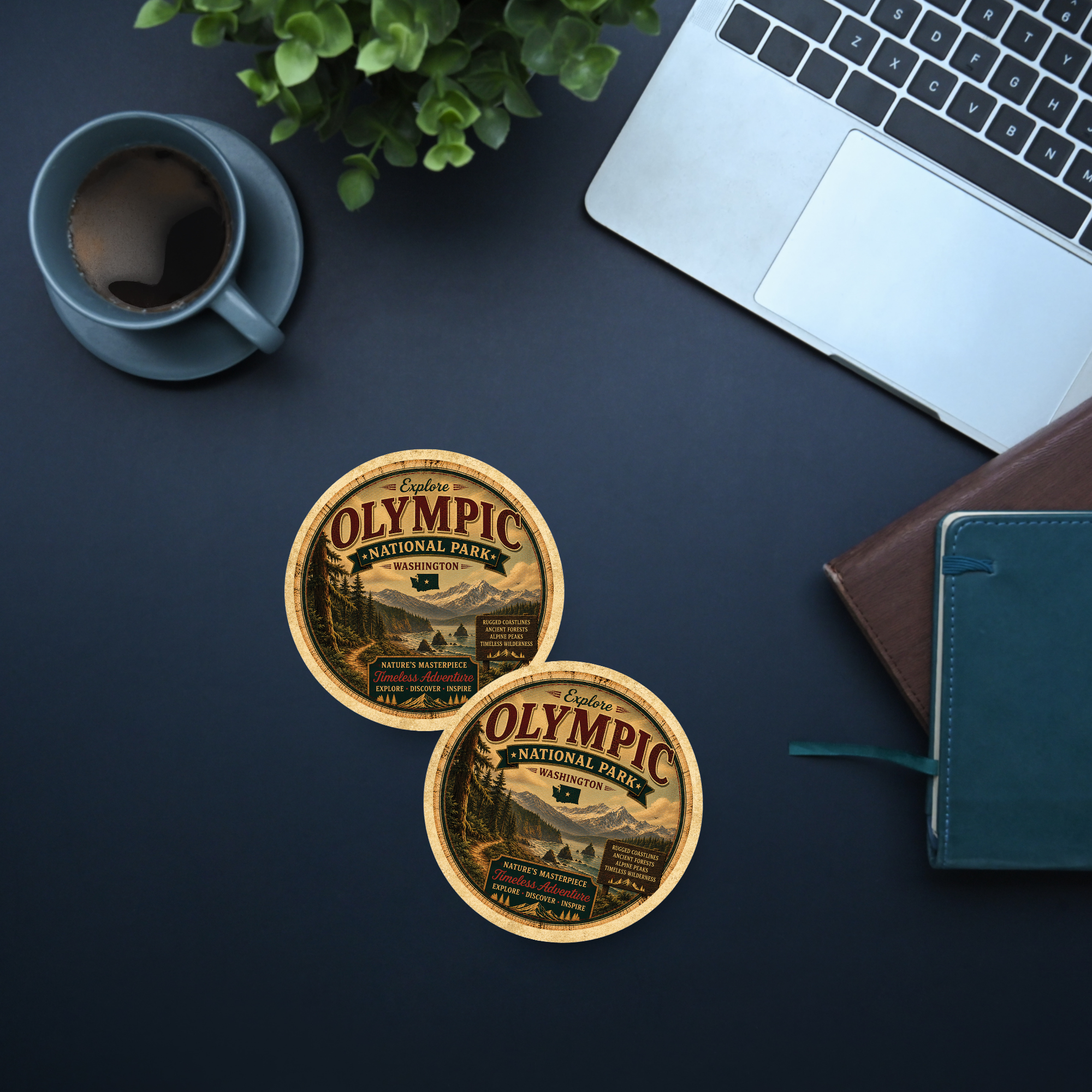 Olympic National Park Ceramic Coaster – 4" Round