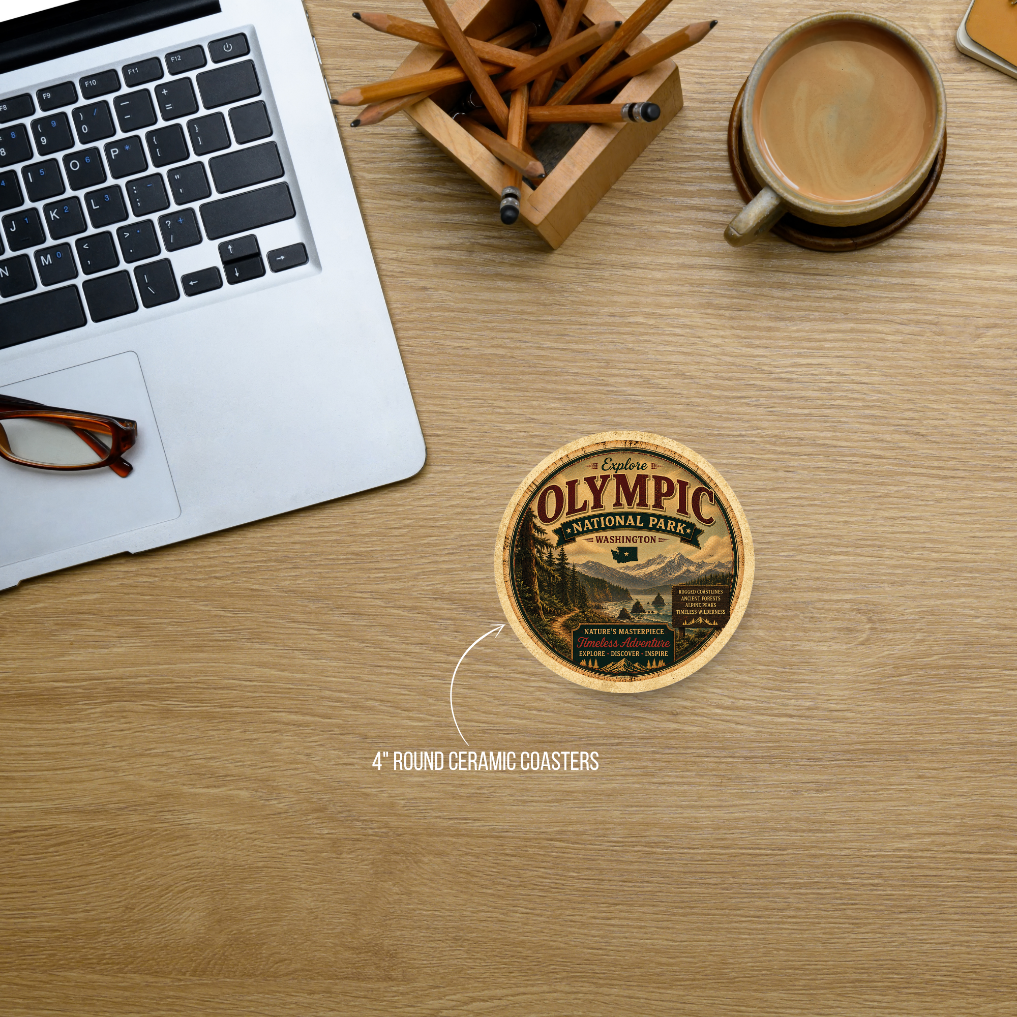 Olympic National Park Ceramic Coaster – 4" Round