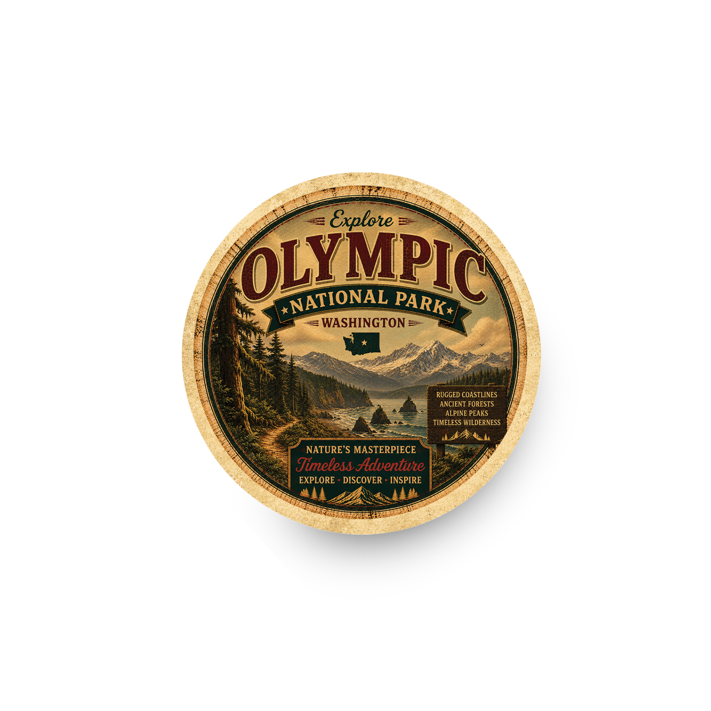 Olympic National Park Ceramic Coaster – 4" Round