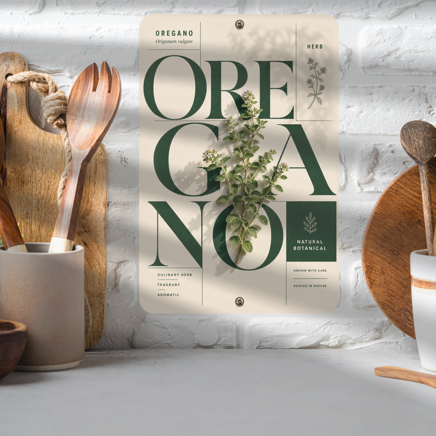 Oregano Botanical Aluminum Sign – Herb Kitchen & Garden Décor
