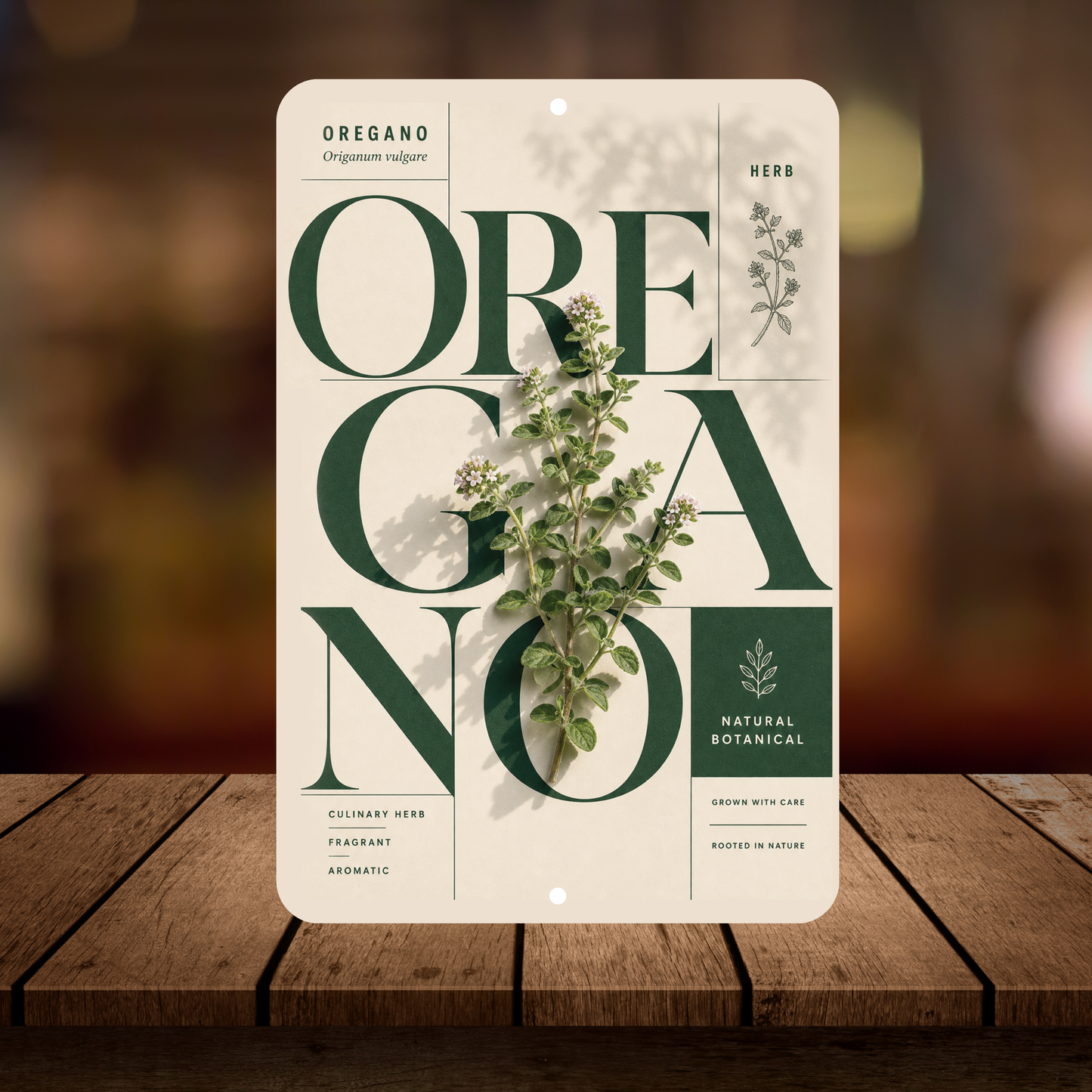 Oregano Botanical Aluminum Sign – Herb Kitchen & Garden Décor