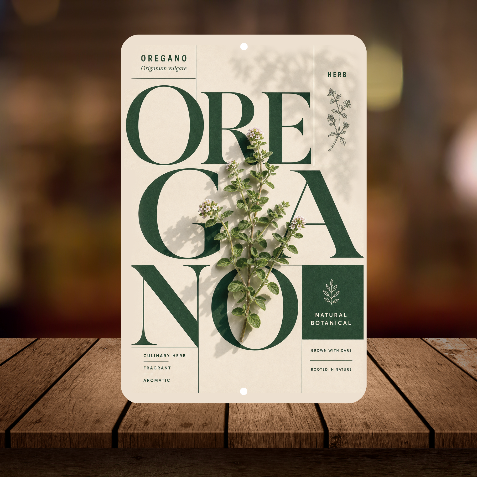 Oregano Botanical Aluminum Sign – Herb Kitchen & Garden Décor