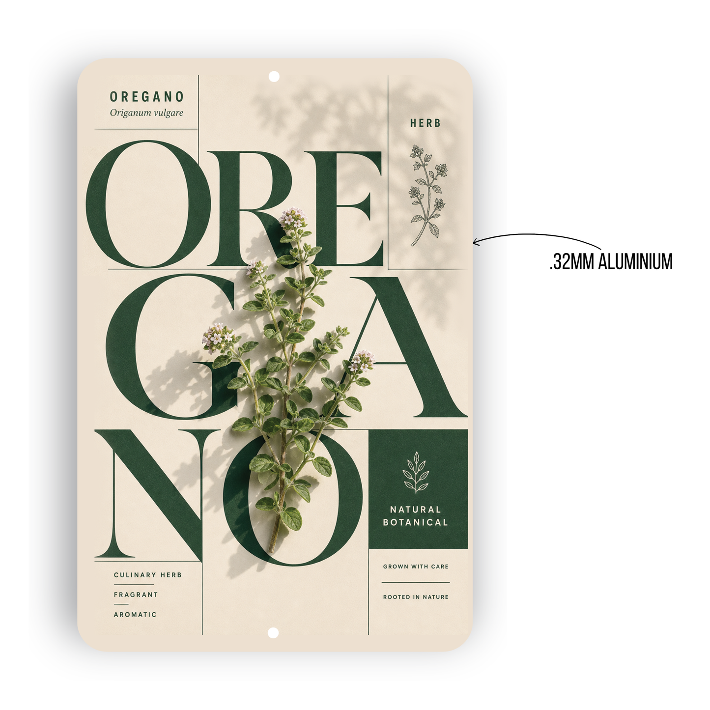 Oregano Botanical Aluminum Sign – Herb Kitchen & Garden Décor