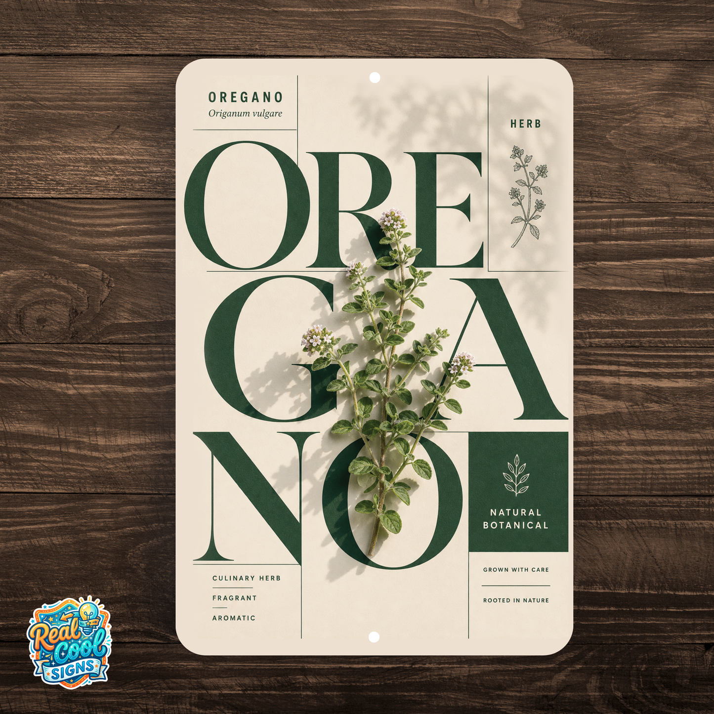 Oregano Botanical Aluminum Sign – Herb Kitchen & Garden Décor