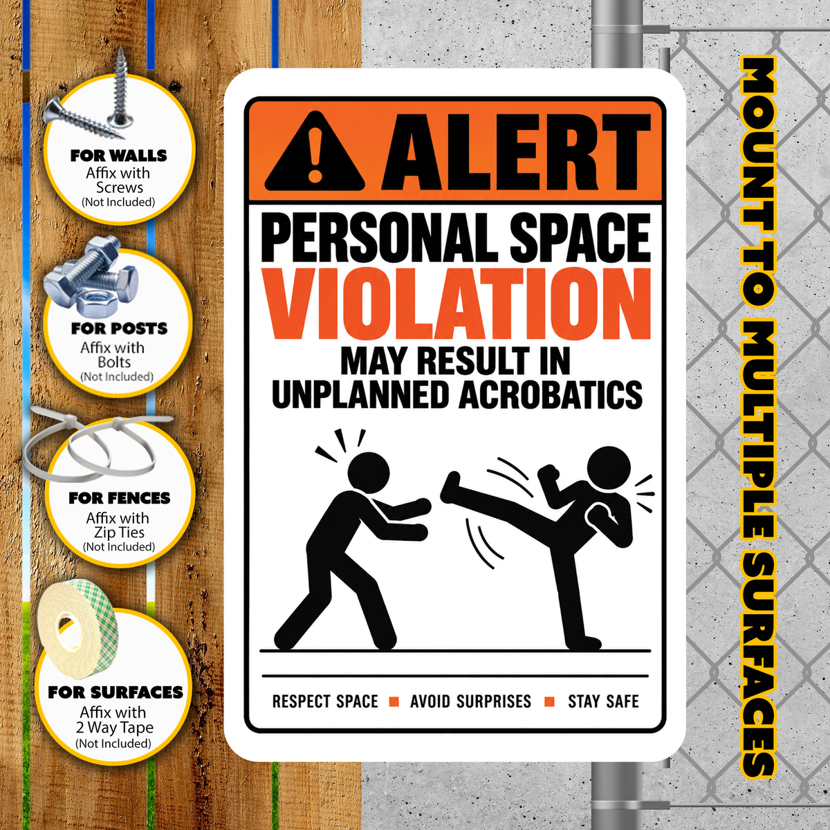 Personal Space Violation Sign – Funny Warning Aluminum Sign
