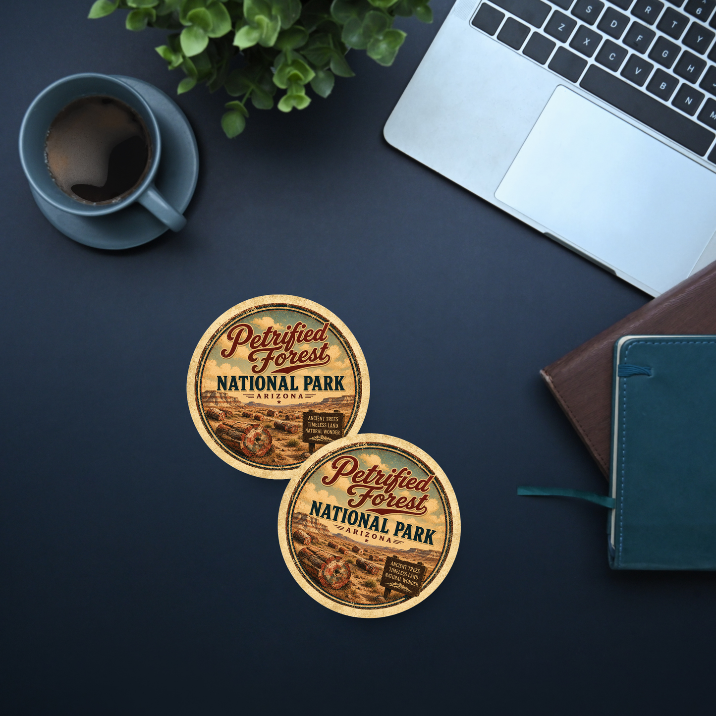 Petrified Forest National Park Ceramic Coaster – 4" Round