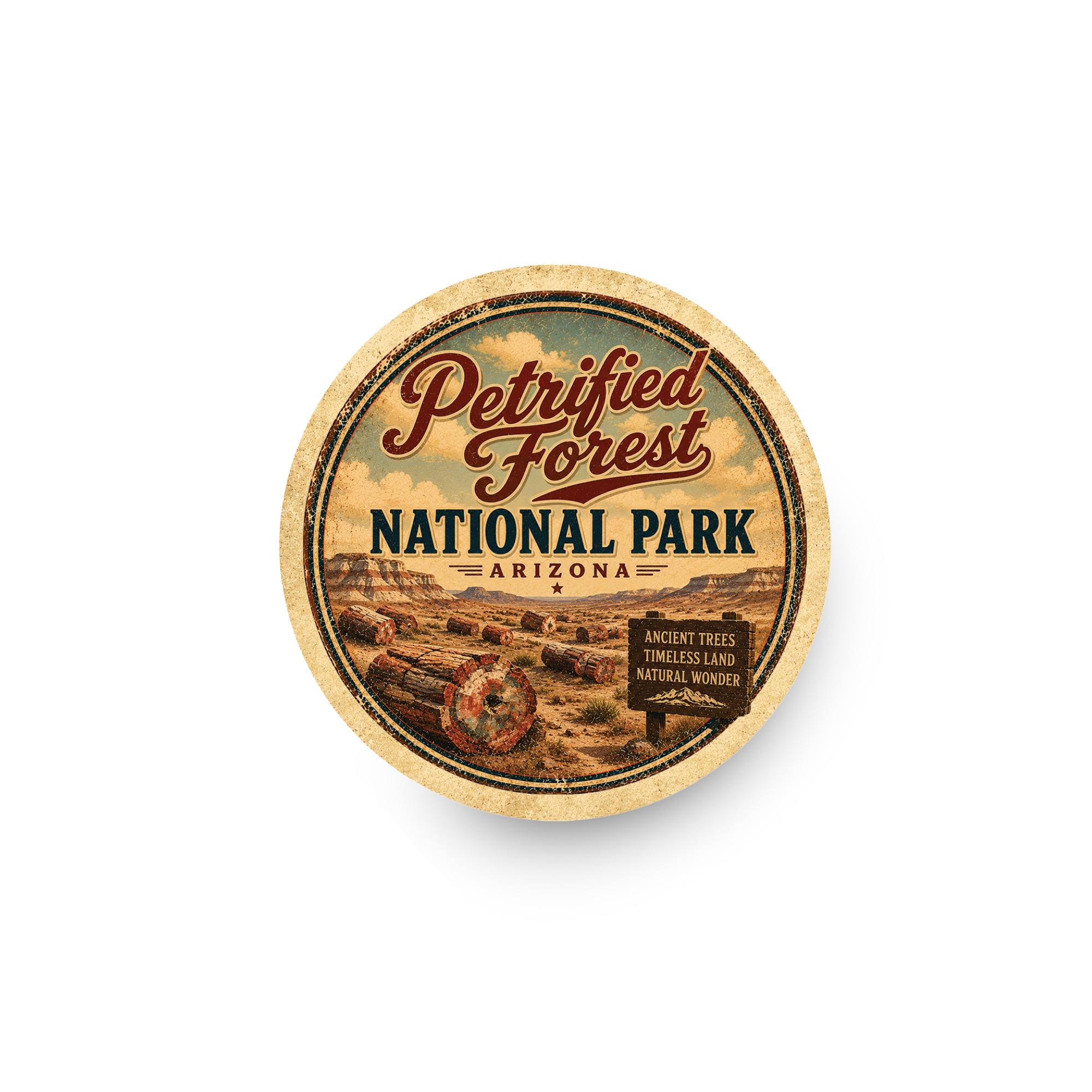 Petrified Forest National Park Ceramic Coaster – 4" Round