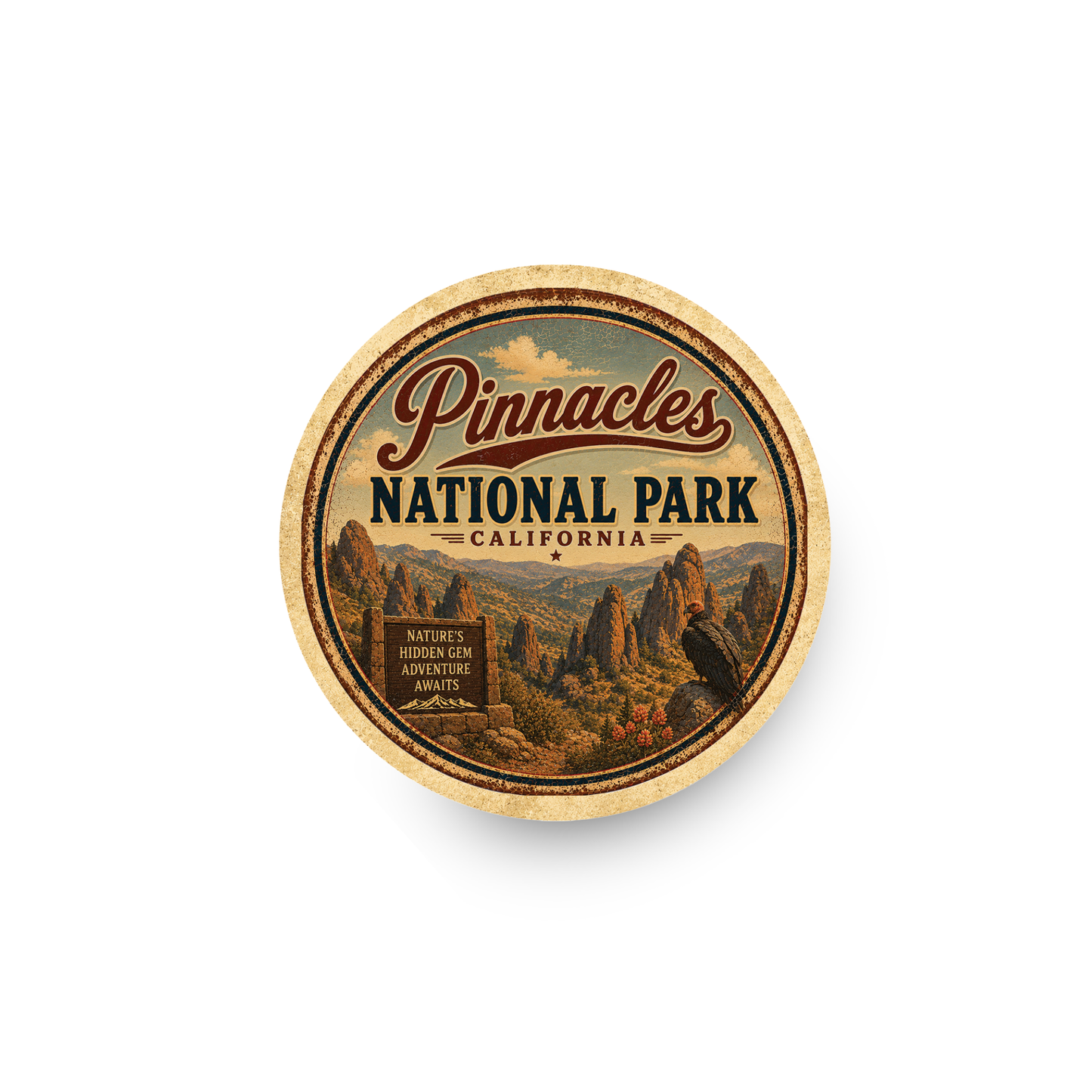 Pinnacles National Park Ceramic Coaster – 4" Round