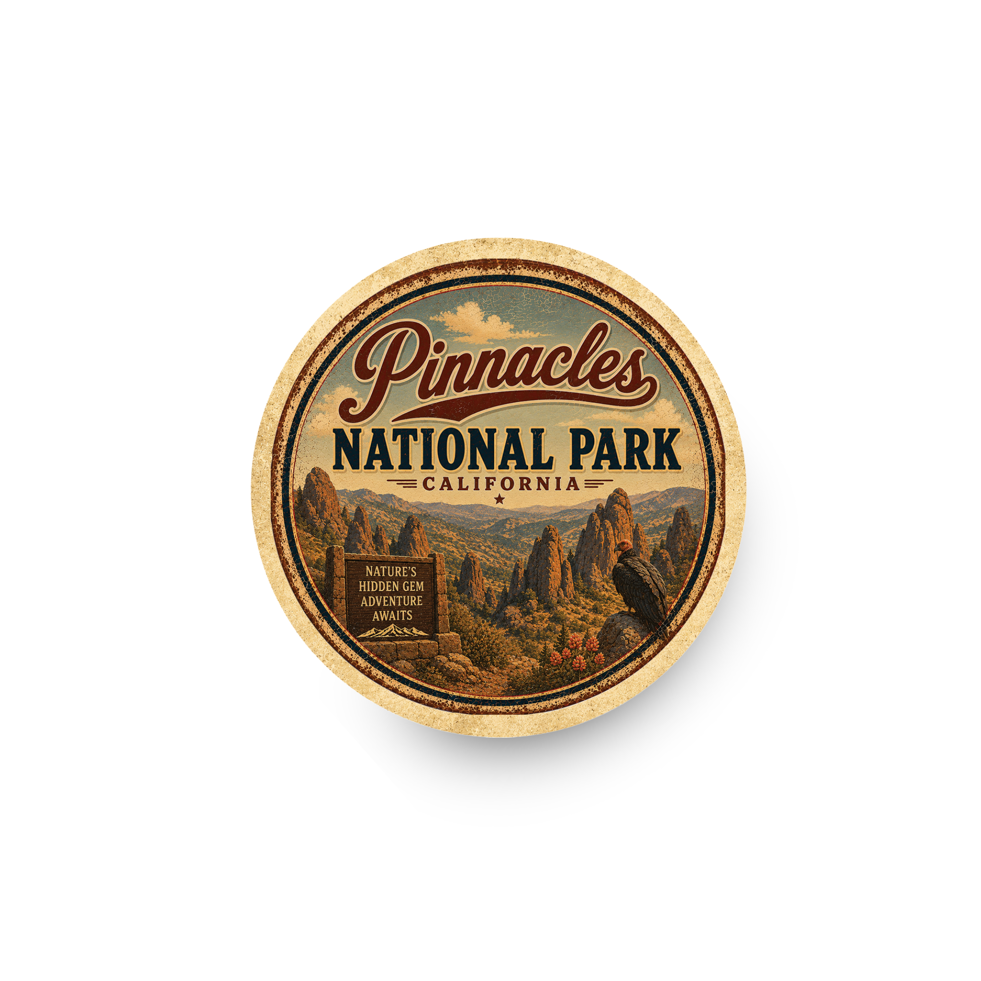 Pinnacles National Park Ceramic Coaster – 4" Round