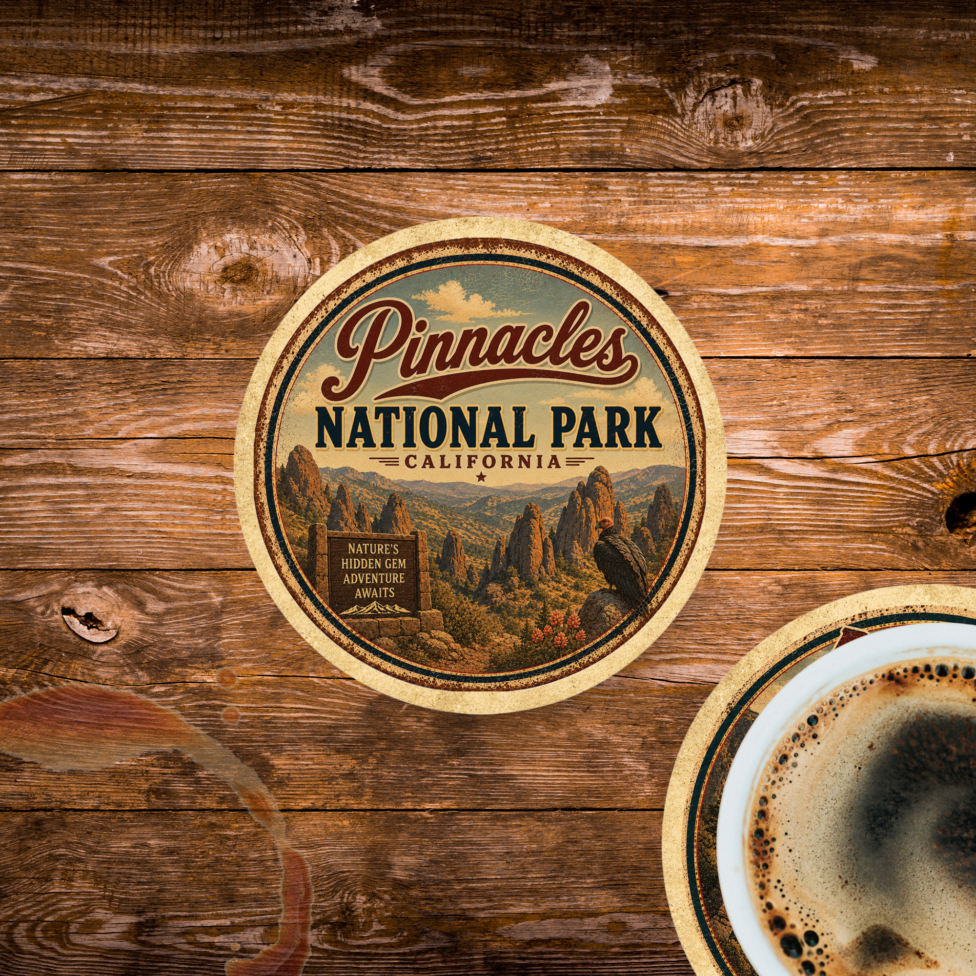 Pinnacles National Park Ceramic Coaster – 4" Round