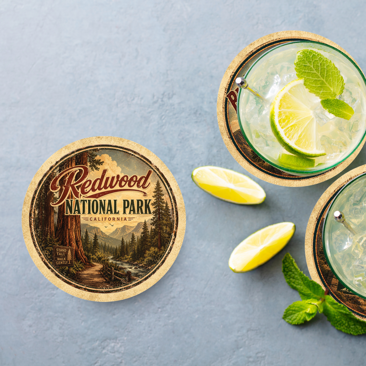 Redwood National Park Ceramic Coaster – 4" Round