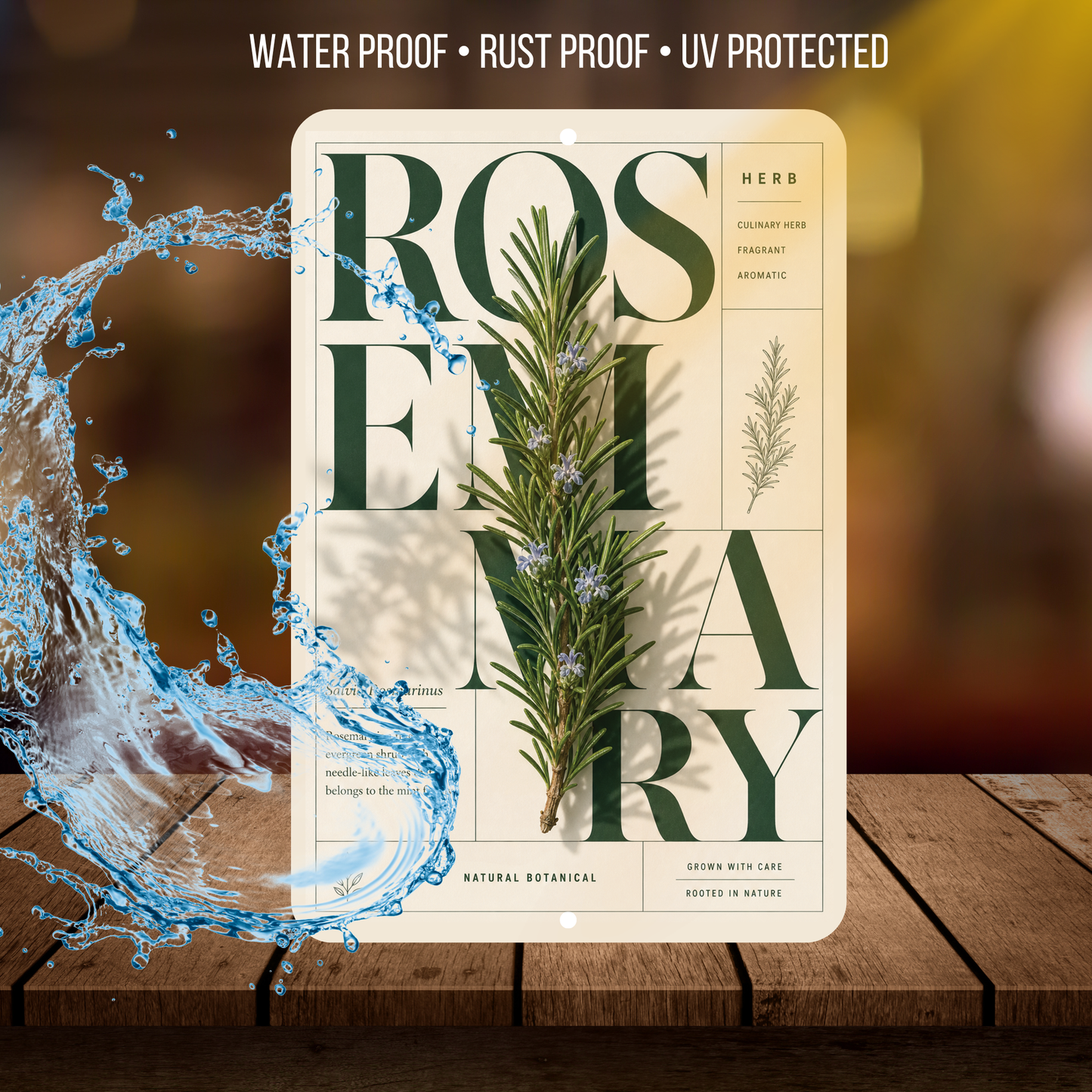 Rosemary Botanical Aluminum Sign – Herb Kitchen & Garden Décor