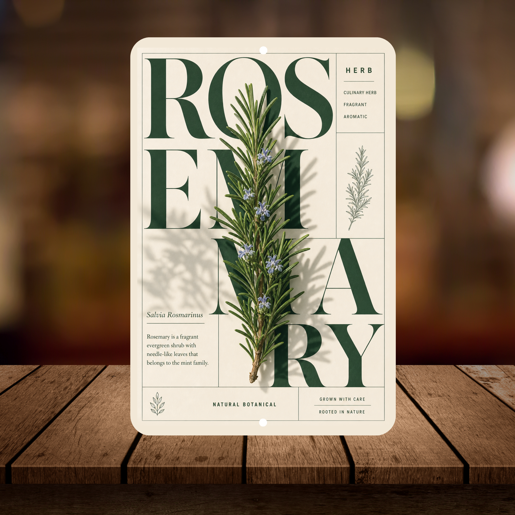 Rosemary Botanical Aluminum Sign – Herb Kitchen & Garden Décor