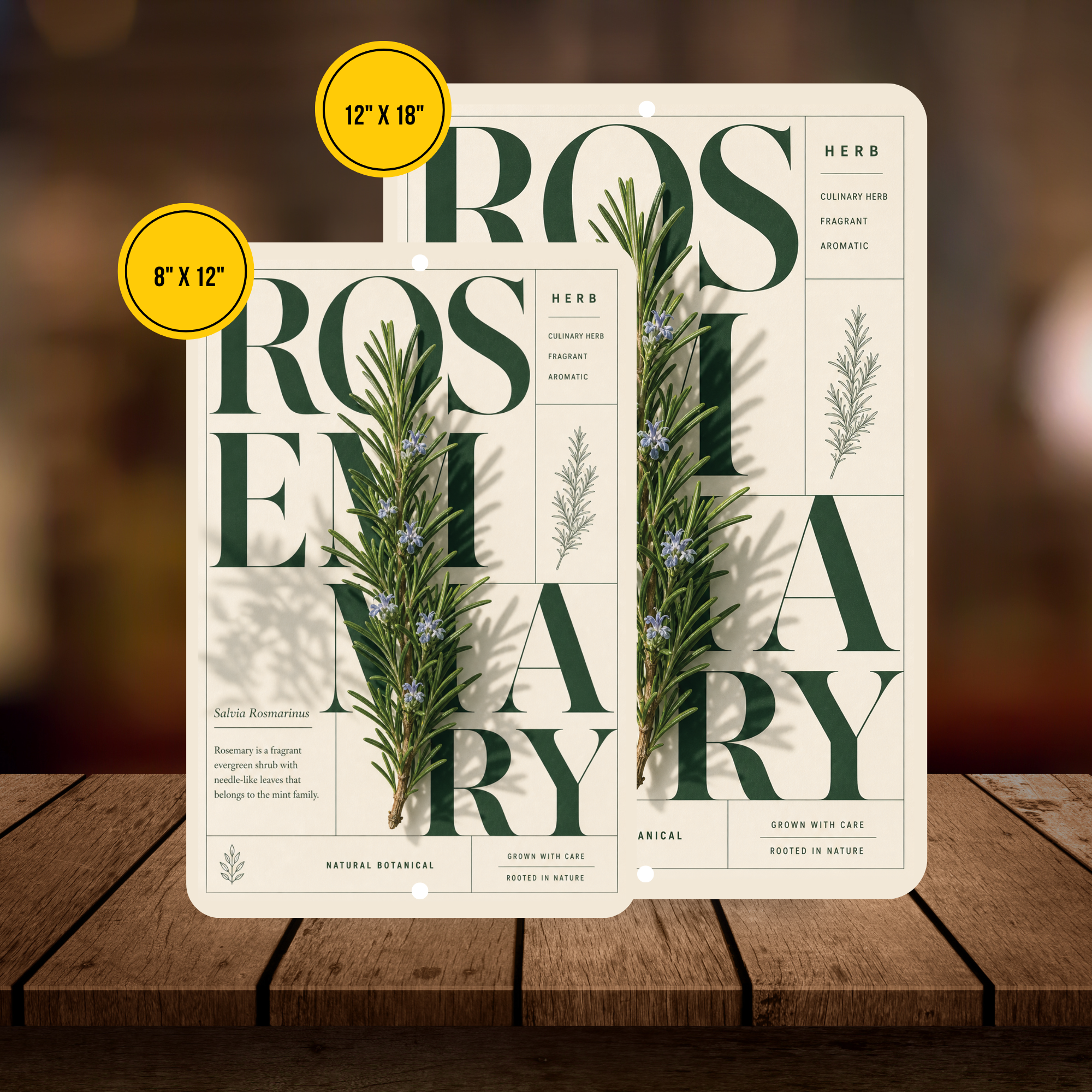 Rosemary Botanical Aluminum Sign – Herb Kitchen & Garden Décor