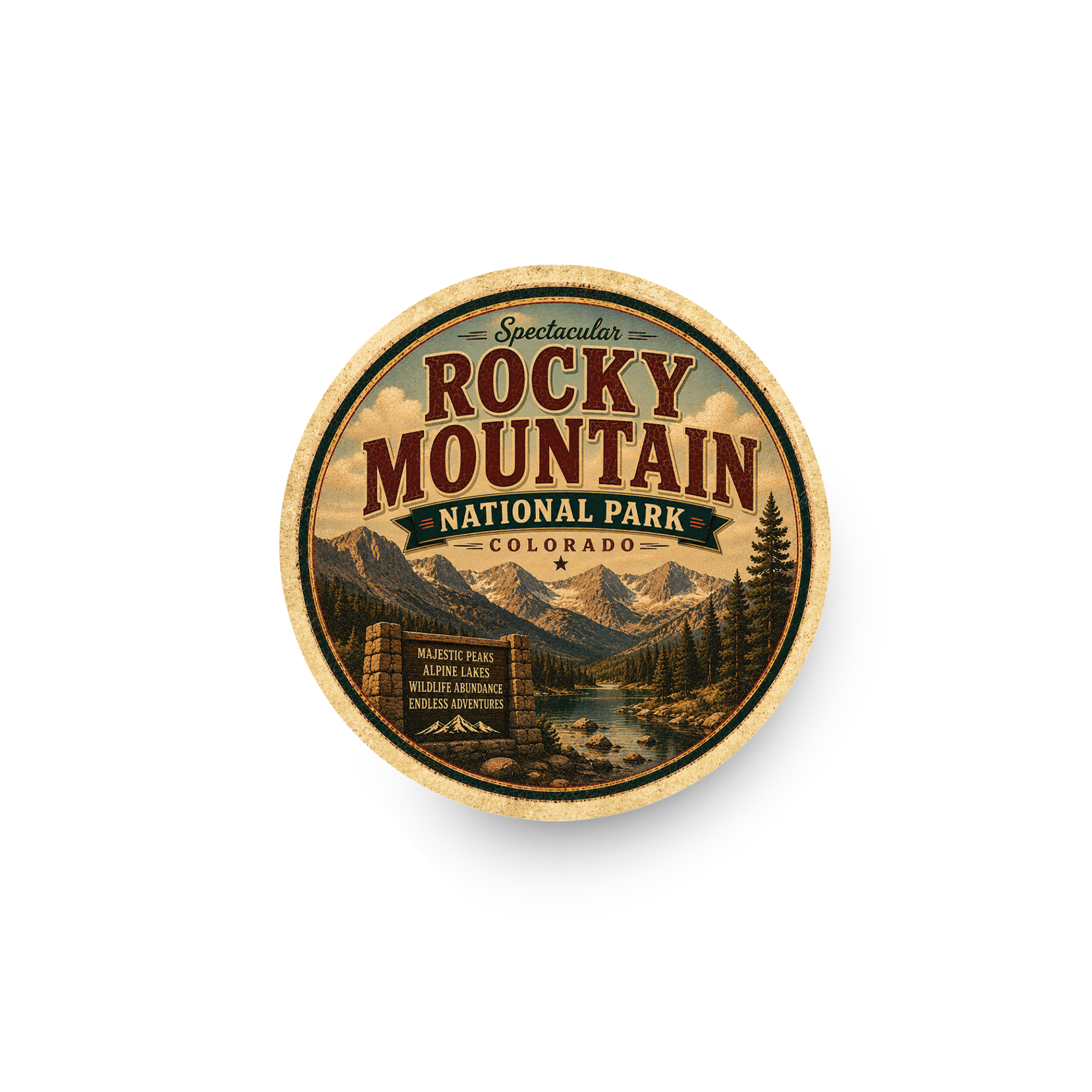 Rocky Mountain National Park Ceramic Coaster – 4" Round