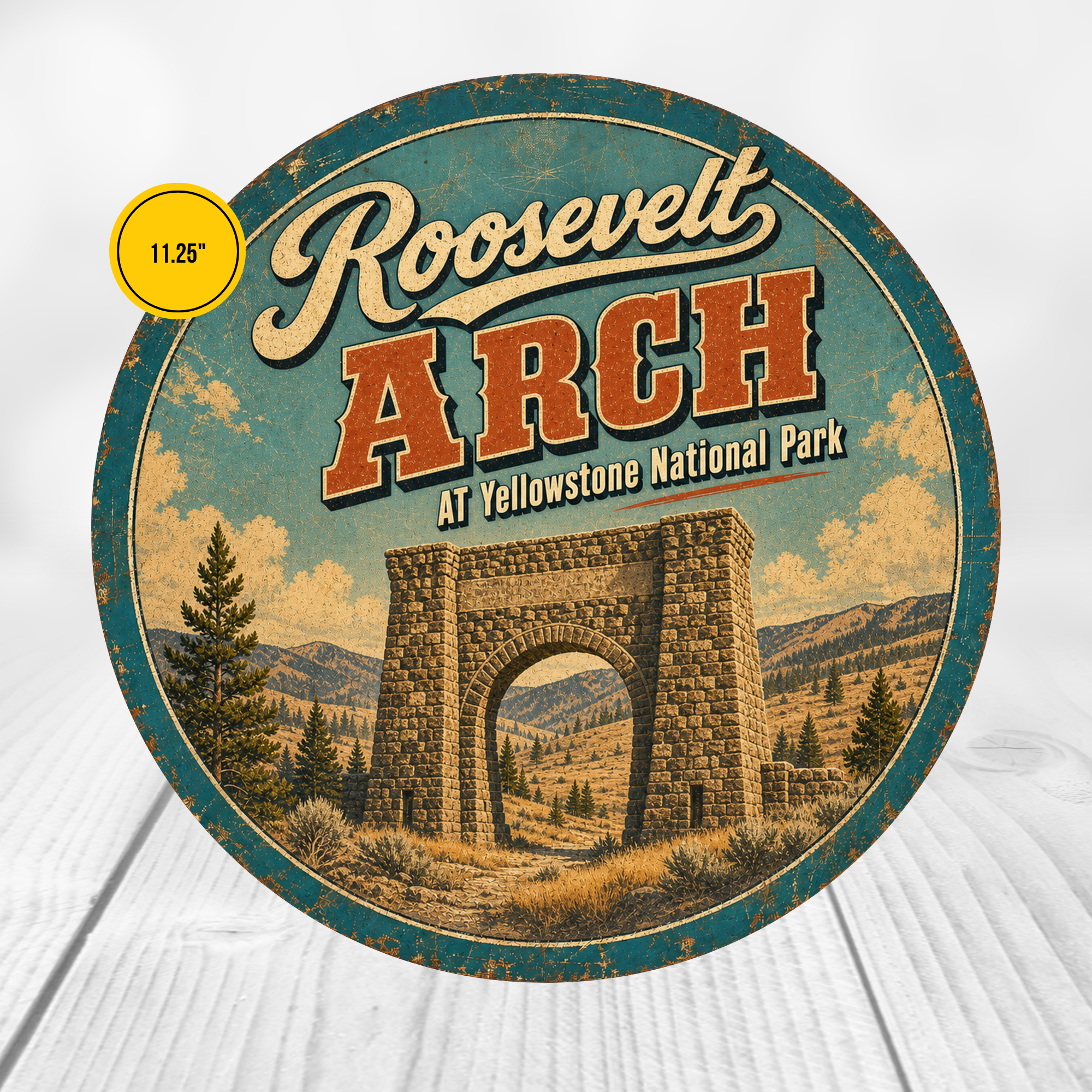 Roosevelt Arch Yellowstone National Park Sign 12" Round