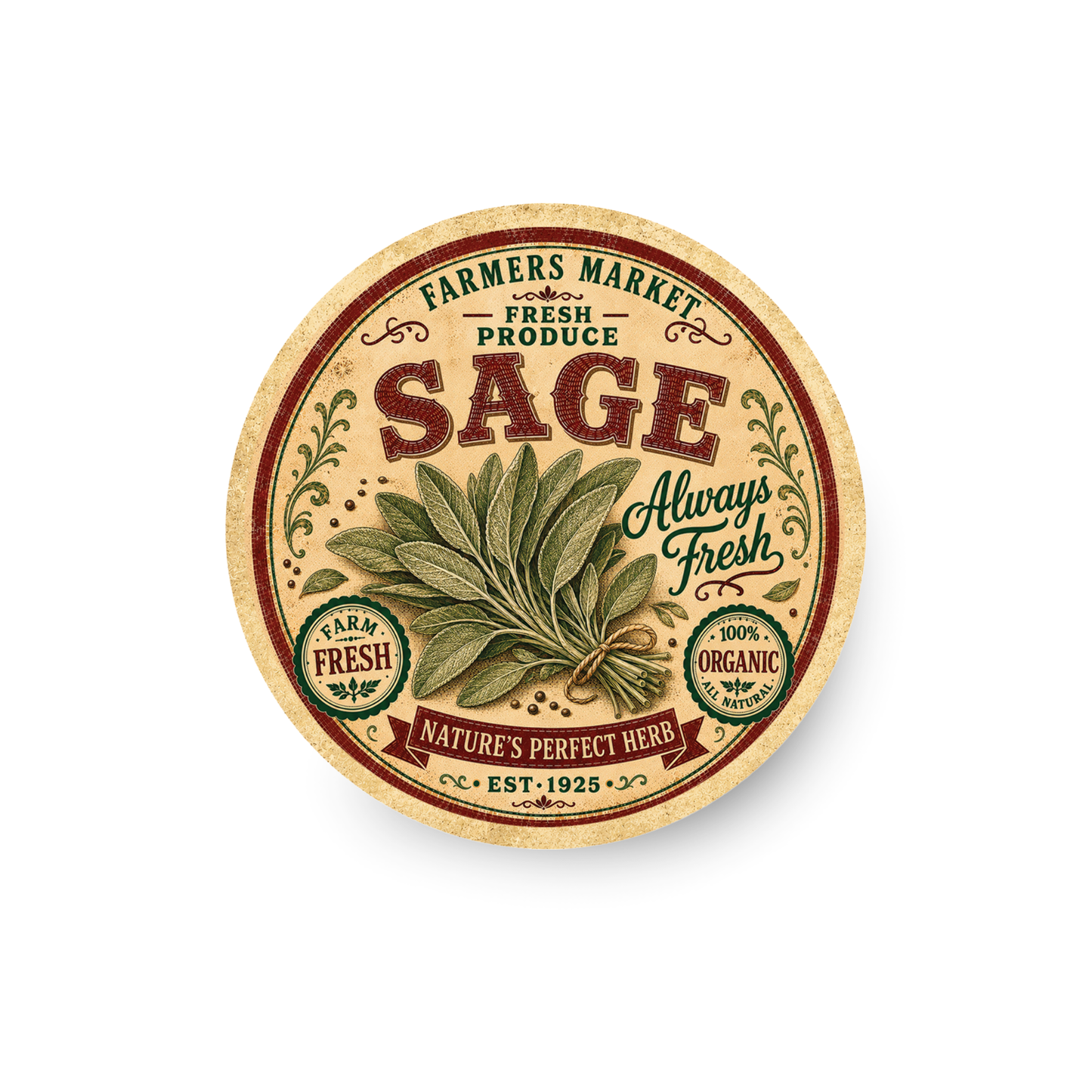 Vintage Sage Refrigerator Magnet