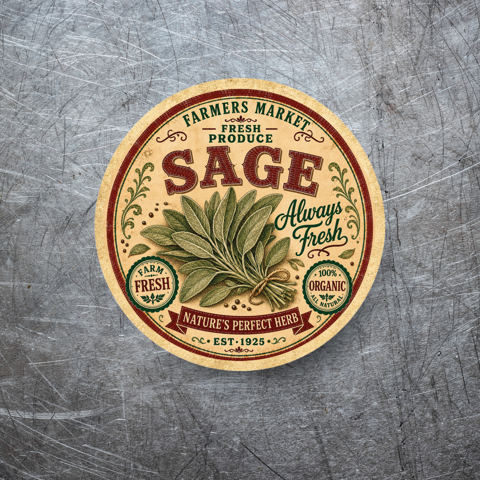 Vintage Sage Refrigerator Magnet