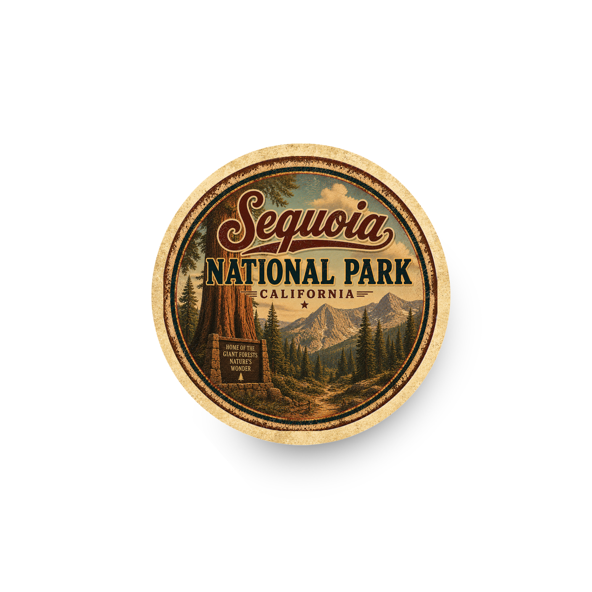 Sequoia National Park Ceramic Coaster – 4" Round