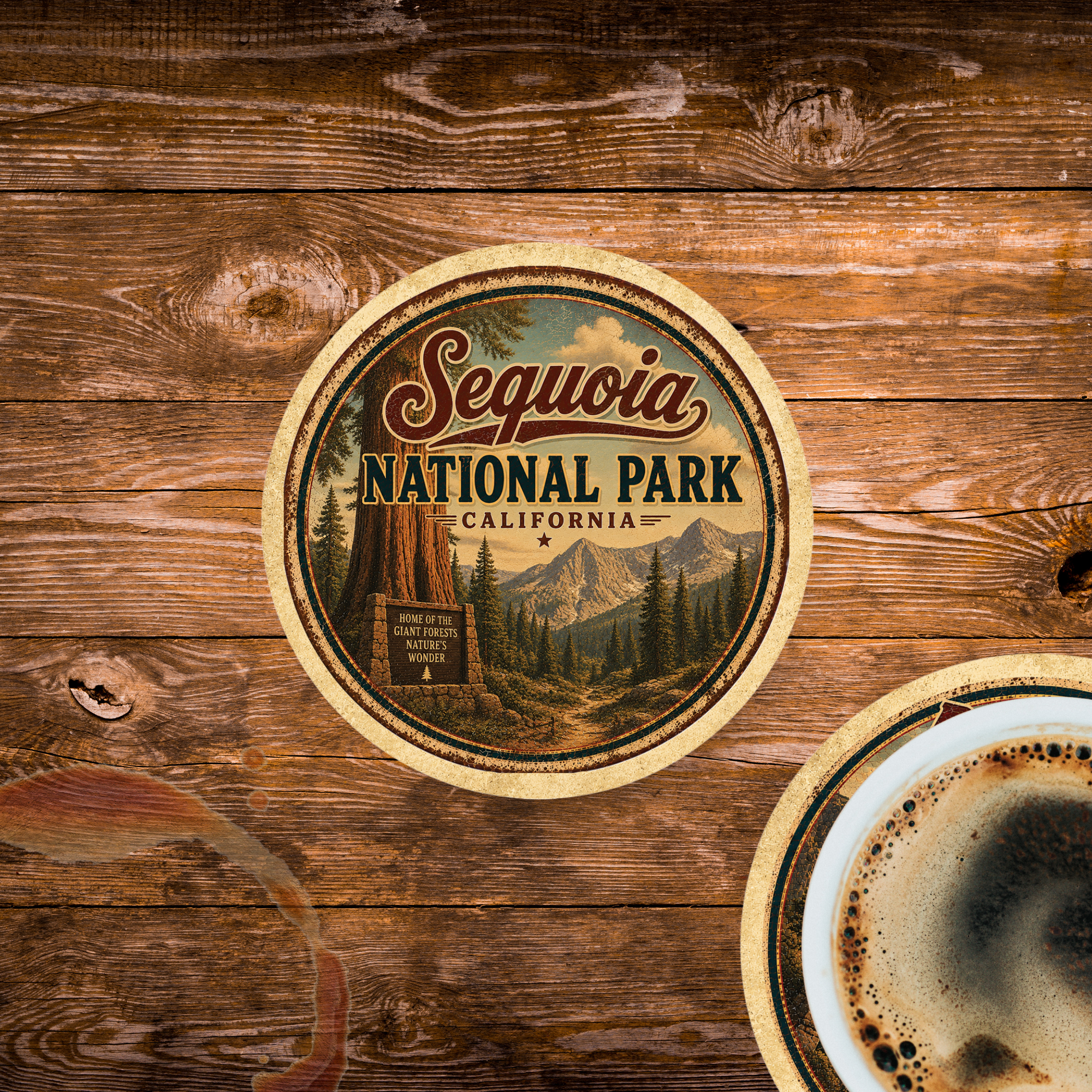 Sequoia National Park Ceramic Coaster – 4" Round