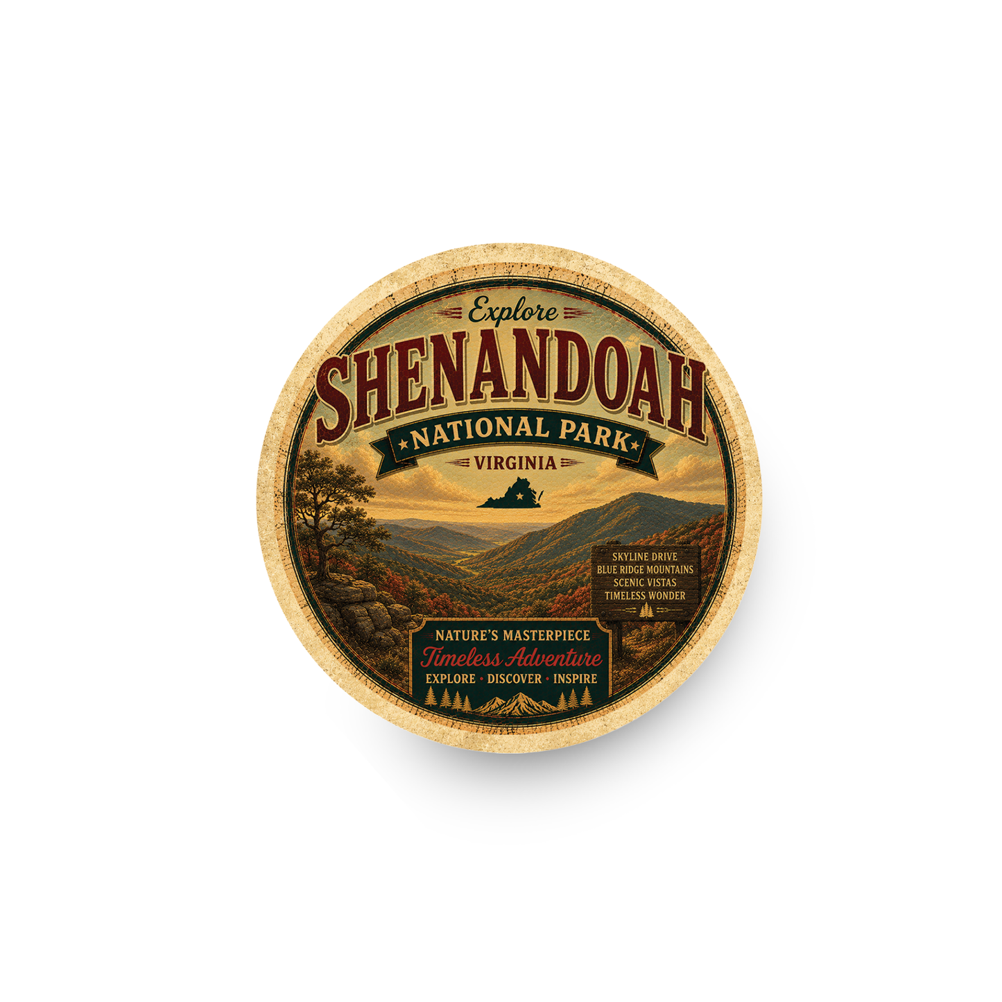 Shenandoah National Park Ceramic Coaster – 4" Round