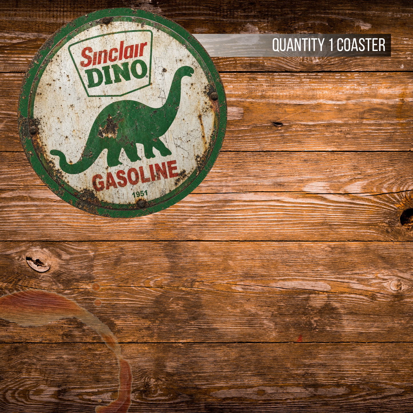 Sinclair Dino Gasoline 1951 Ceramic Coaster – 4-Inch Round