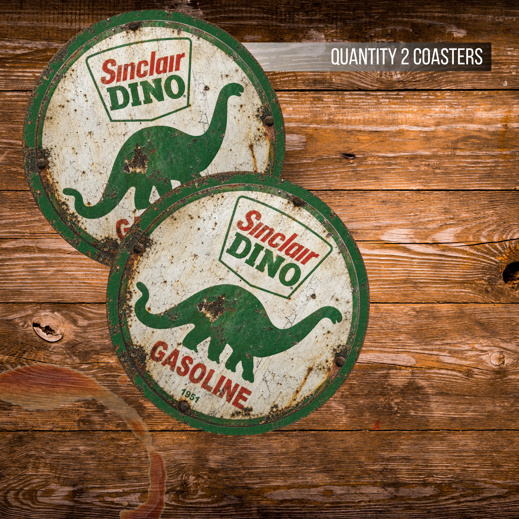 Sinclair Dino Gasoline 1951 Ceramic Coaster – 4-Inch Round