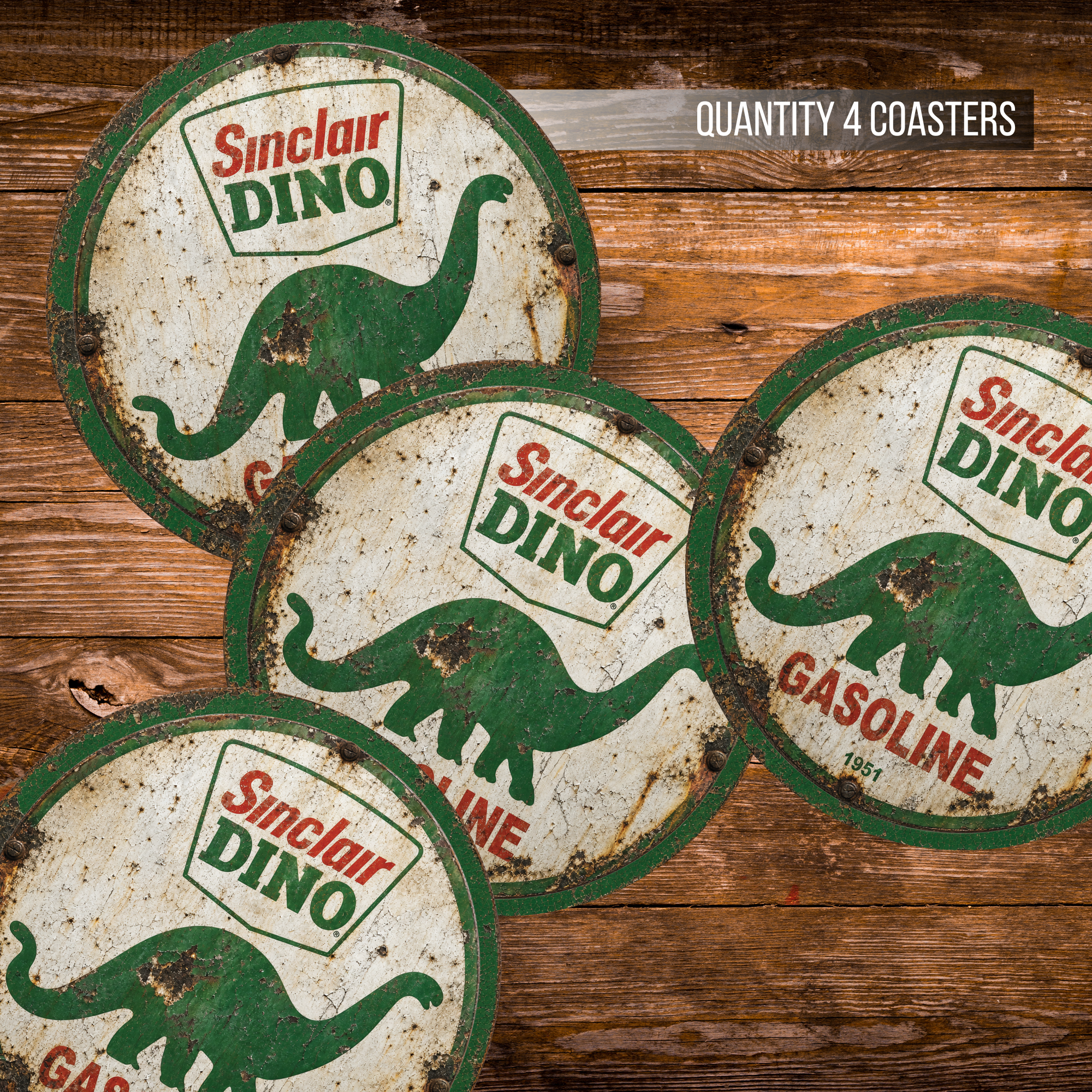 Sinclair Dino Gasoline 1951 Ceramic Coaster – 4-Inch Round