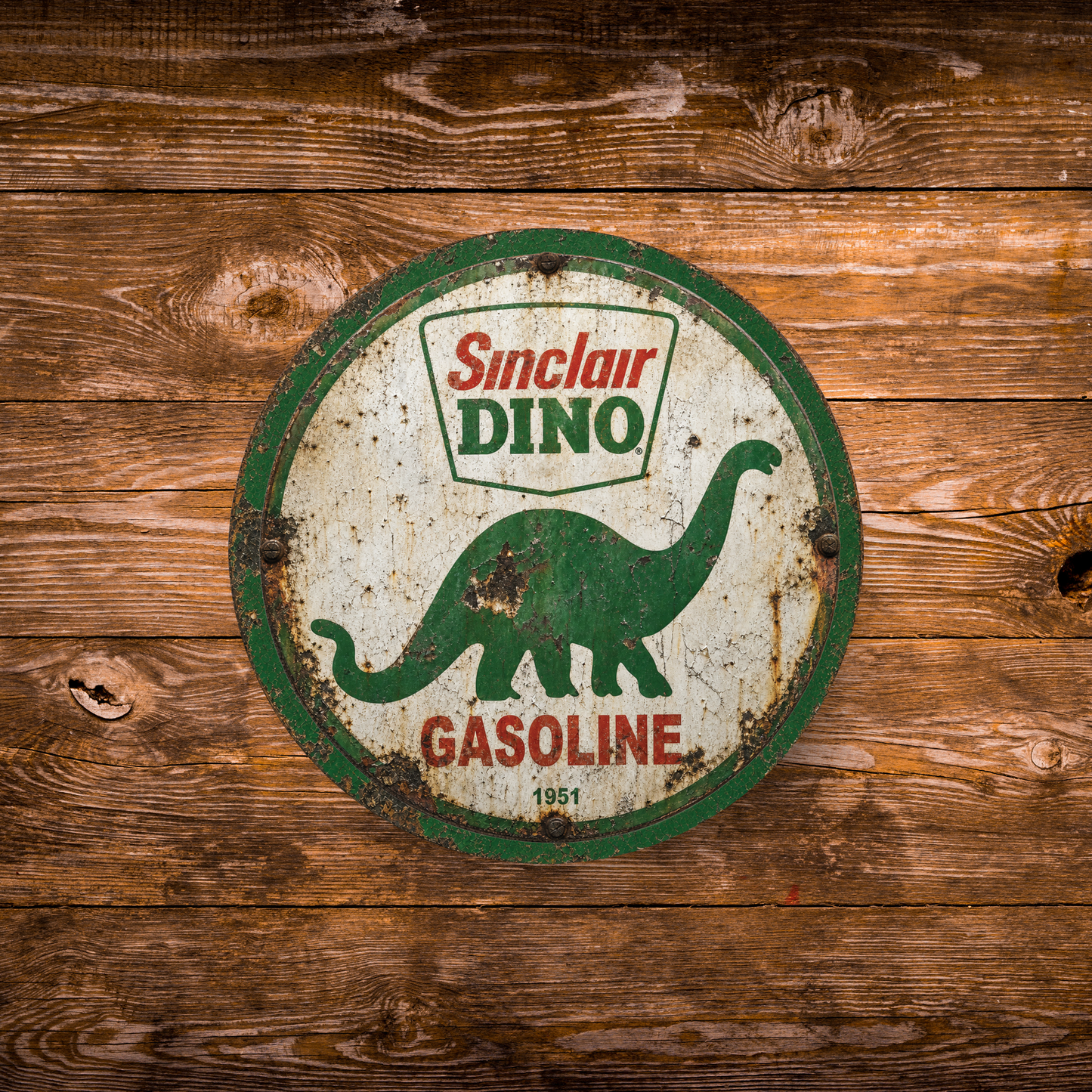 Sinclair Dino Gasoline 1951 Magnet – 3-Inch Round Aluminum