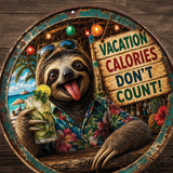 Vacation Calories Don’t Count Sloth Sign – Funny Tropical Wall Décor