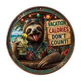 Vacation Calories Don’t Count Sloth Sign – Funny Tropical Wall Décor
