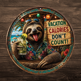 Vacation Calories Don’t Count Sloth Sign – Funny Tropical Wall Décor