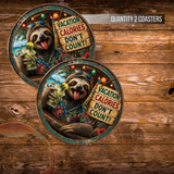 Funny Vacation Sloth Ceramic Coasters – 4-Inch Round Drink Coasters