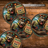 Funny Vacation Sloth Ceramic Coasters – 4-Inch Round Drink Coasters