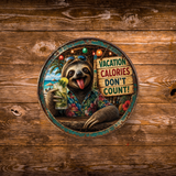 Funny Vacation Sloth Magnet – 3-Inch Round Tropical Décor