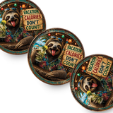 Funny Vacation Sloth Ceramic Coasters – 4-Inch Round Drink Coasters