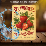 Vintage Strawberries Farm Fresh Aluminum Sign